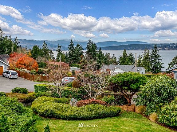 From the front of the home you can see Discovery Bay and the Olympic Mountains.  