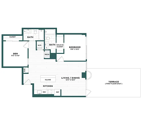 Floor plan JR 2 Bed/2 Bath-F7