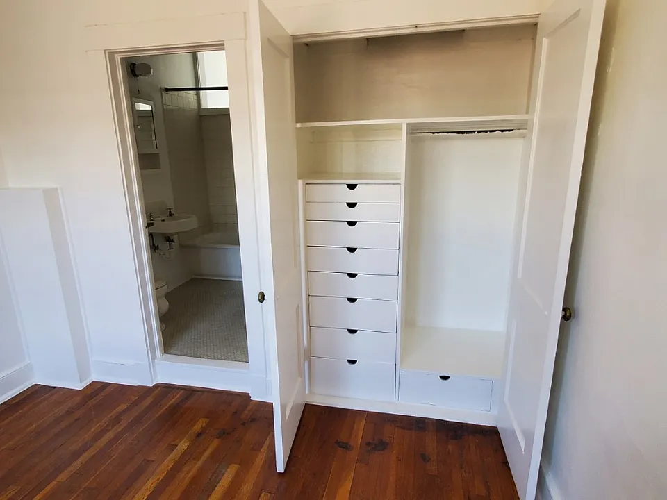 built in storage in bedroom