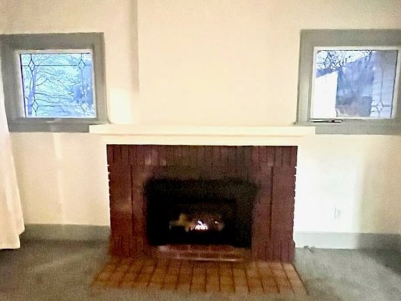 Gas log in fireplace