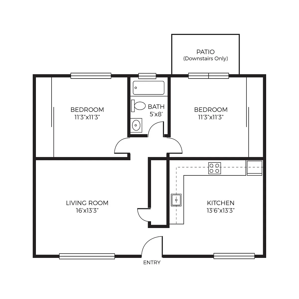 Floor plan 2 Bed 1 Bath