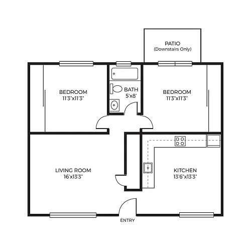 Floor plan 2 Bed 1 Bath