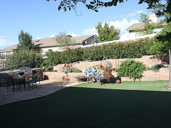 backyard, flagstone patio and turf