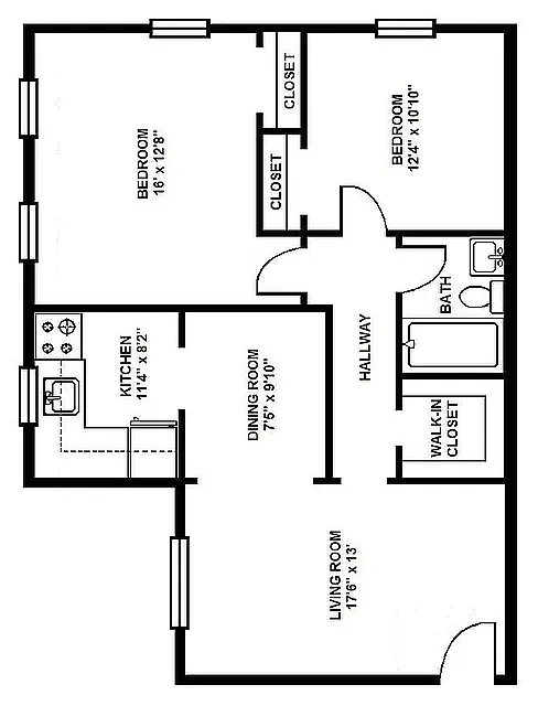 Floor plan 2 BEDROOM APT or 1 BEDROOM with DEN