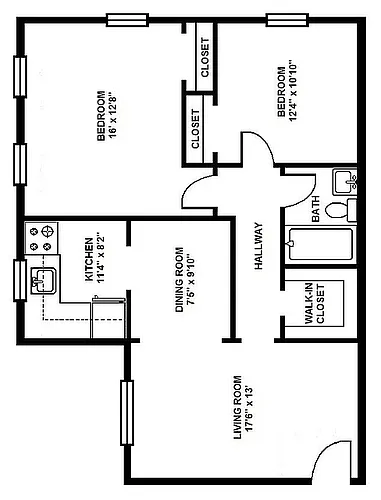 Floor plan 2 BEDROOM APT or 1 BEDROOM with DEN