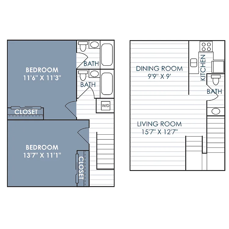 Floor plan 2 Bed 2.5 Bath