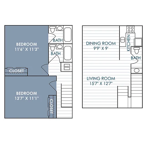 Floor plan 2 Bed 2.5 Bath