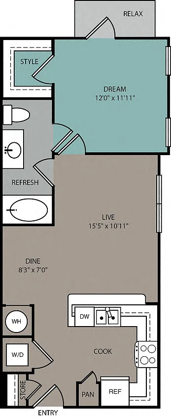 Floor plan A1EU 1B Elevator Apartment