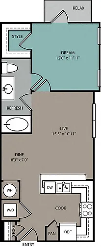 Floor plan A1EU 1B Elevator Apartment
