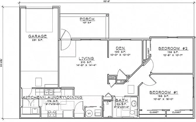 Floor plan 2 Bedroom w/Den