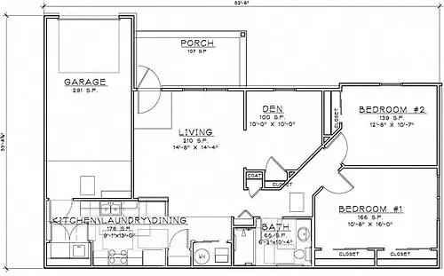 Floor plan 2 Bedroom w/Den