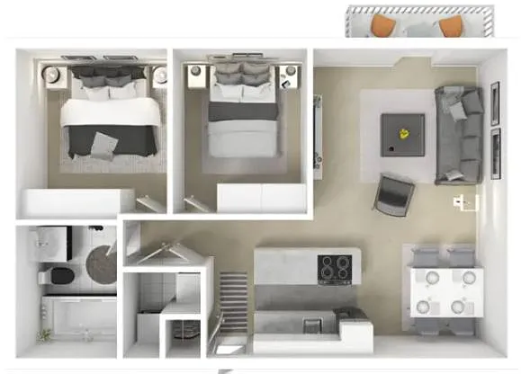 Floor plan Two Bedroom One Bath