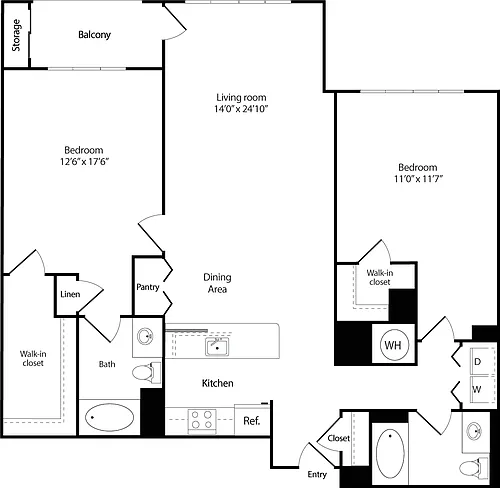 Floor plan 2 Bedrooms O