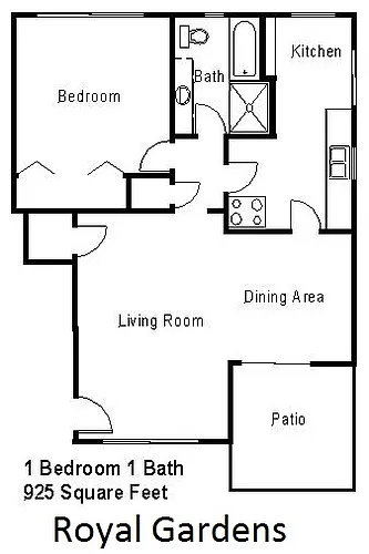 Floor plan 1 Bedroom - Vinyl Plank Floors and WD Hookups