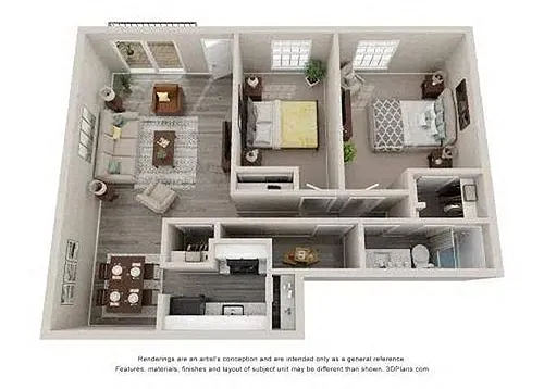 Floor plan 3 Bed 2 Bath C1 Premium