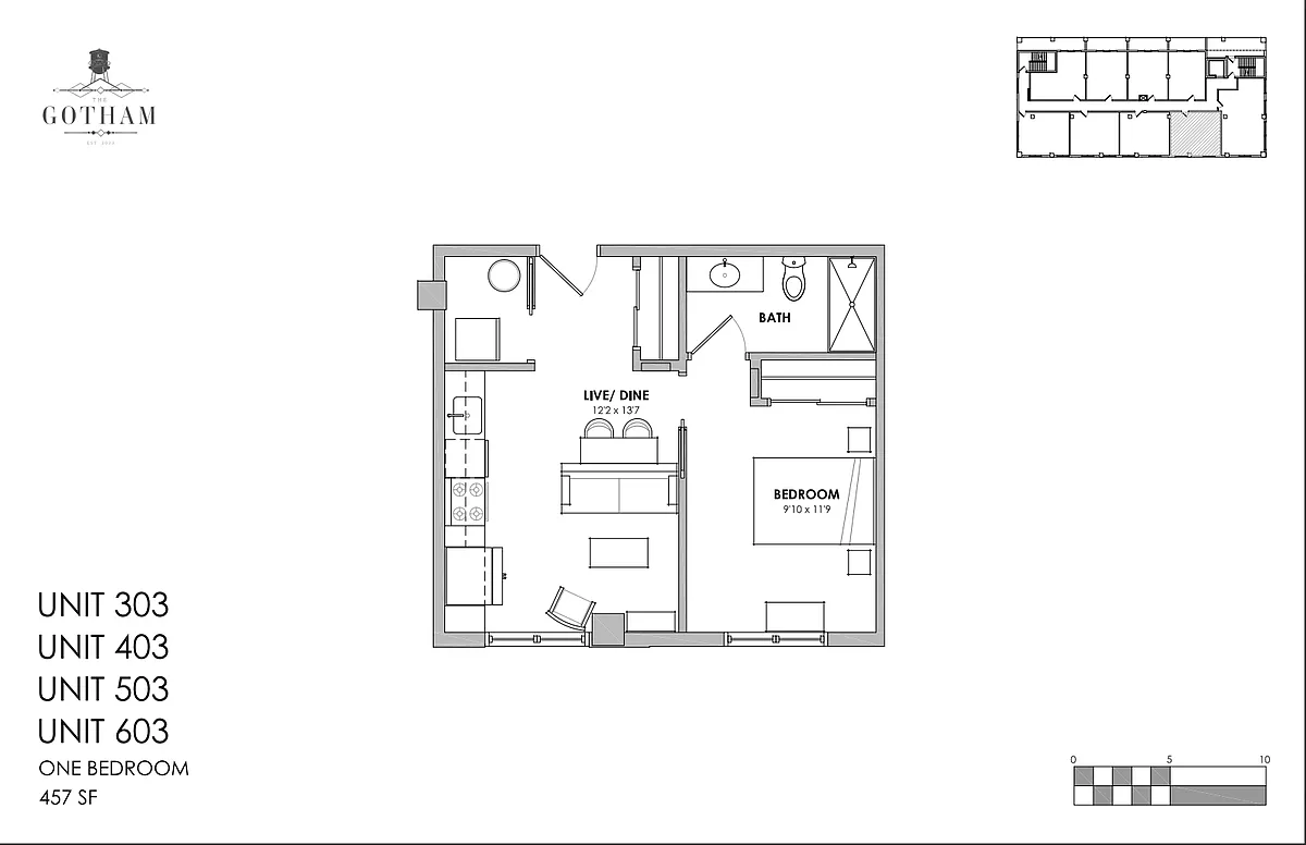 Floor plan 1 Bed 1 Bath NORTH