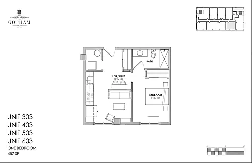 Floor plan 1 Bed 1 Bath NORTH