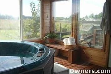 hot tub in pine spa room