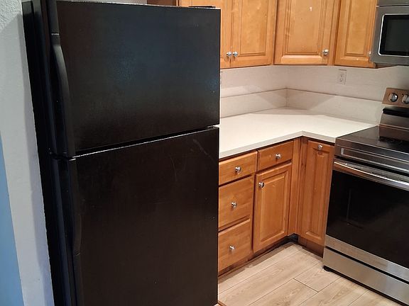 Kitchen with the refrigerator