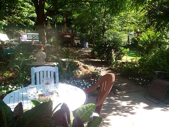 Half of fenced backyard