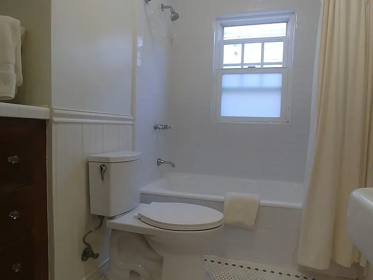 Updated bathroom with plenty of storage.