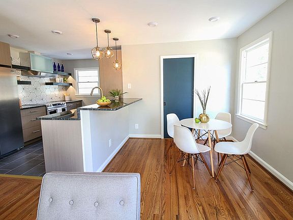 Wood floors and tile throughout the house.