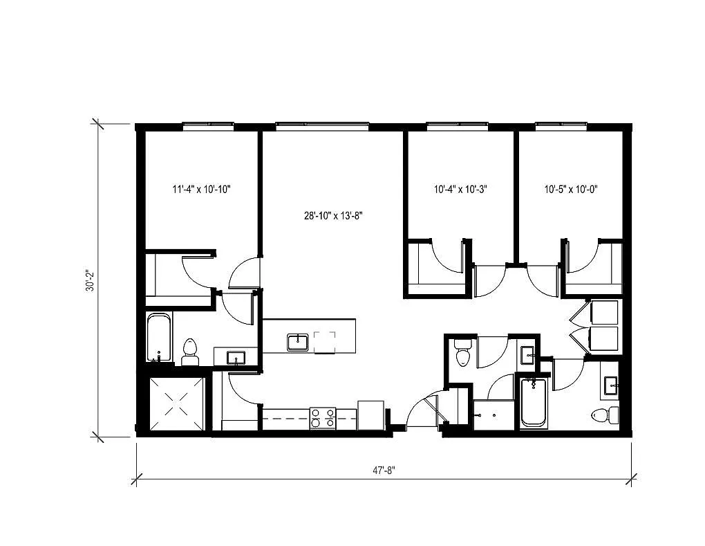 Floor plan 3 Bed/3 Bath-C1.2