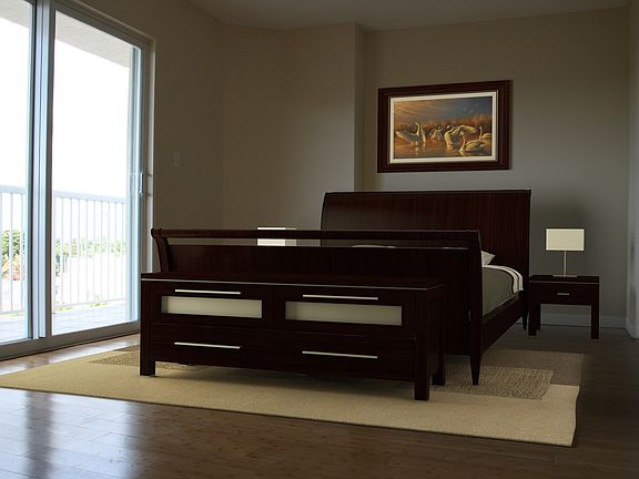 Master bedroom has bamboo floors and access to wrap-around b