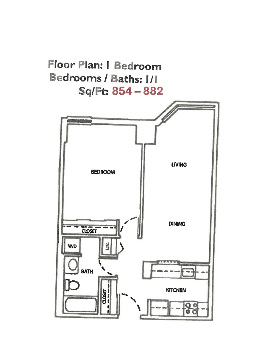 Floor plan 1 Bedroom Floor Plan 3
