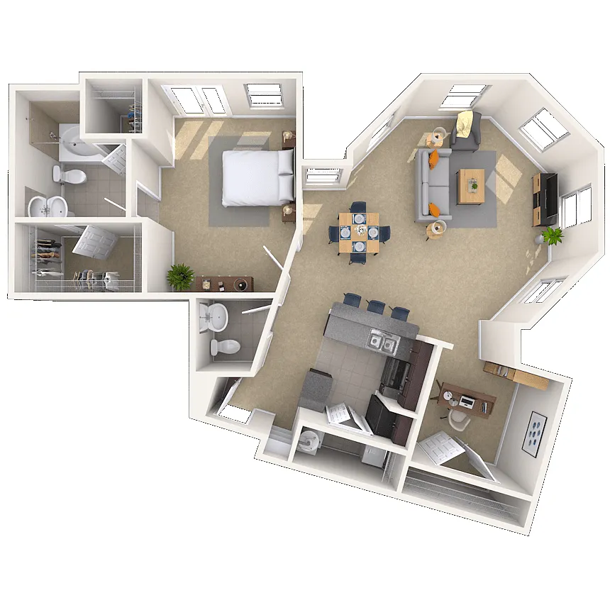 Floor plan Traditional 1x1.5 1171 SF