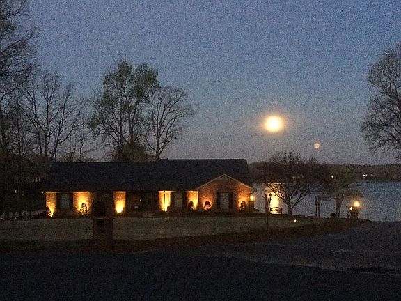 Moon setting over the lake 