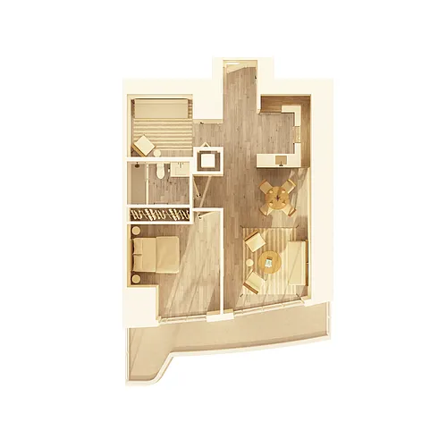 Floor plan 1 BD + Den Type A (A07D)