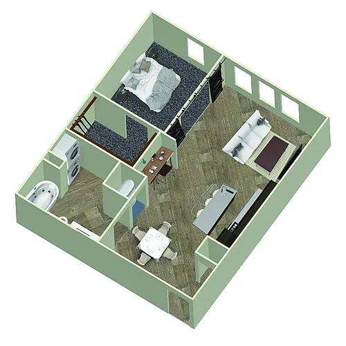 Floor plan 1 Bedroom, 1 Bathroom