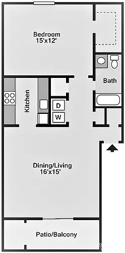 Floor plan One Bedroom Dogwood