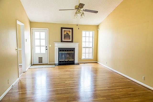 Living Room with wood burning fireplace