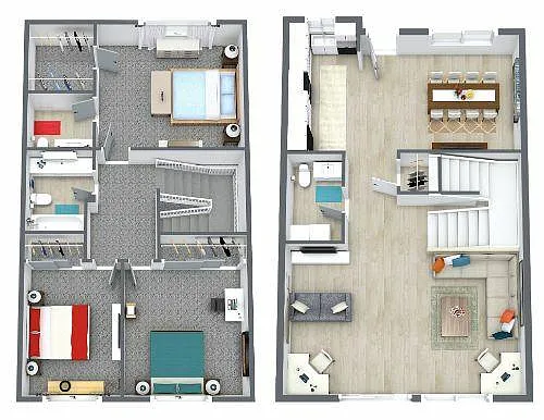 Floor plan TOWNHOMES 3 BED 2 Full 1 Half Bath
