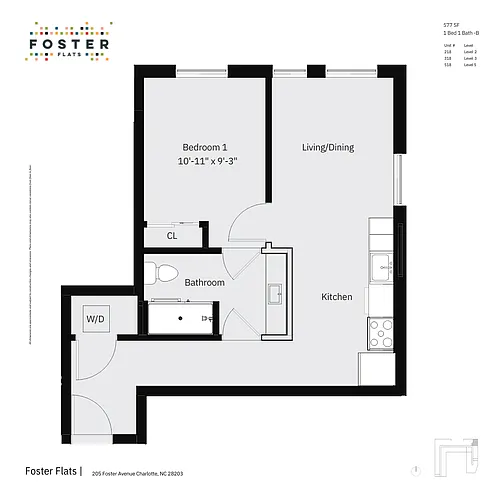 Floor plan 1 Bed 1 Bath - B