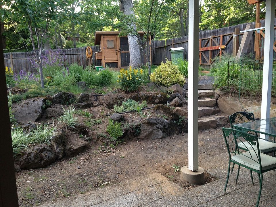View looking outward from the sliding glass doors.