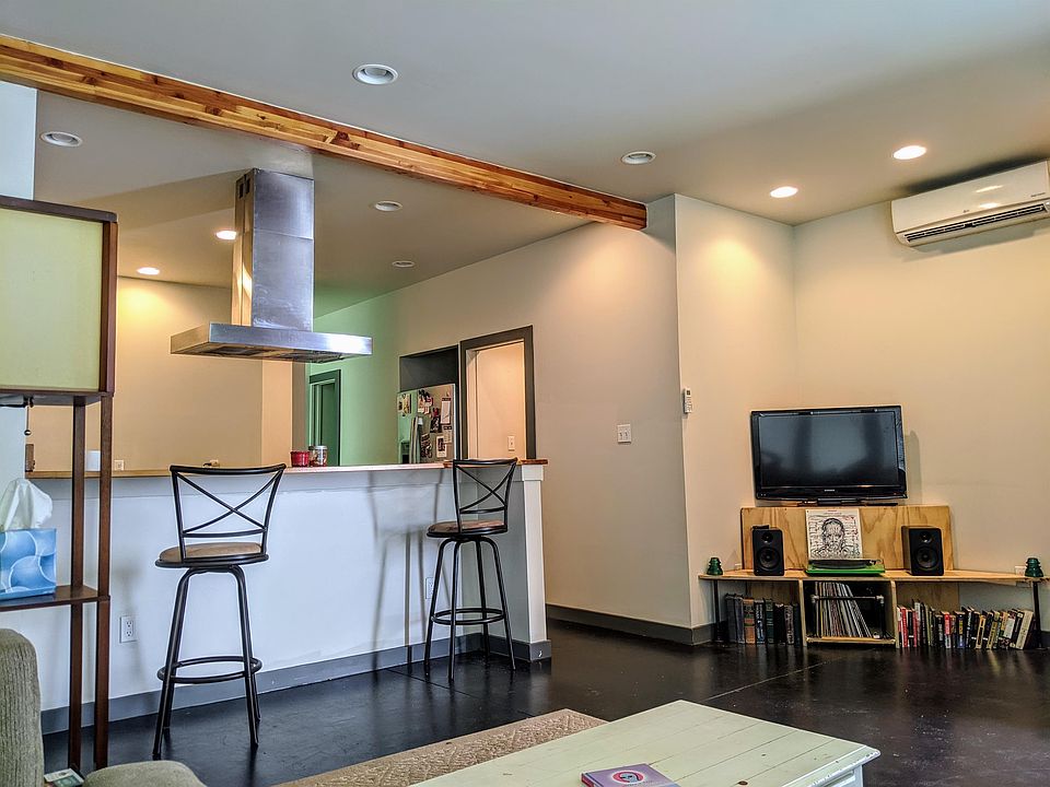 Looking from the living room into the kitchen area.