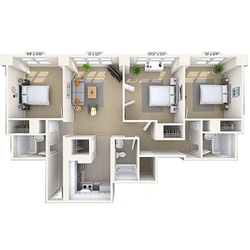 Floor plan Traditional 3x3 1306 SF