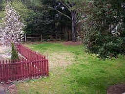 fenced private backyard