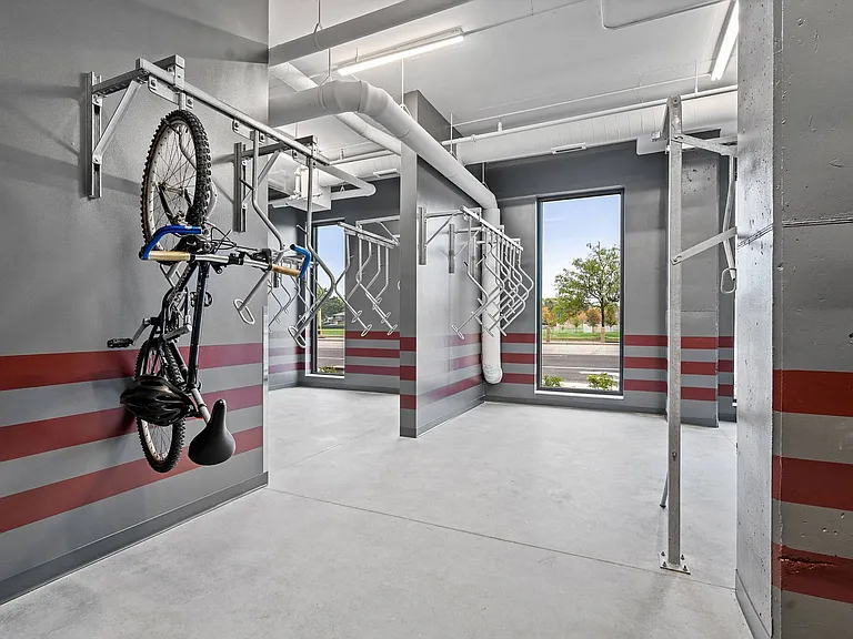 Bike Room with Vertical Storage at The Hallon Luxury Apartments in Hopkins MN | apartments near St Louis Park MN