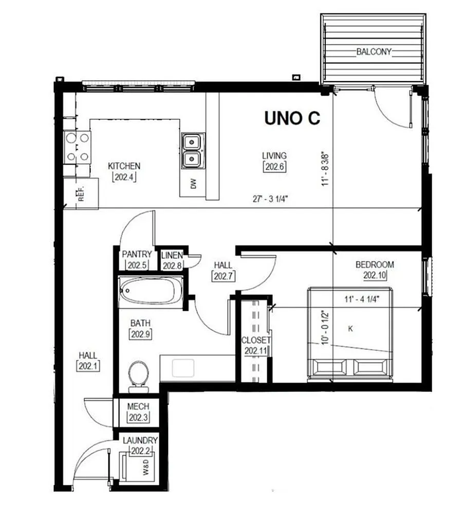 Floor plan Depot - 1 Bedroom Uno C