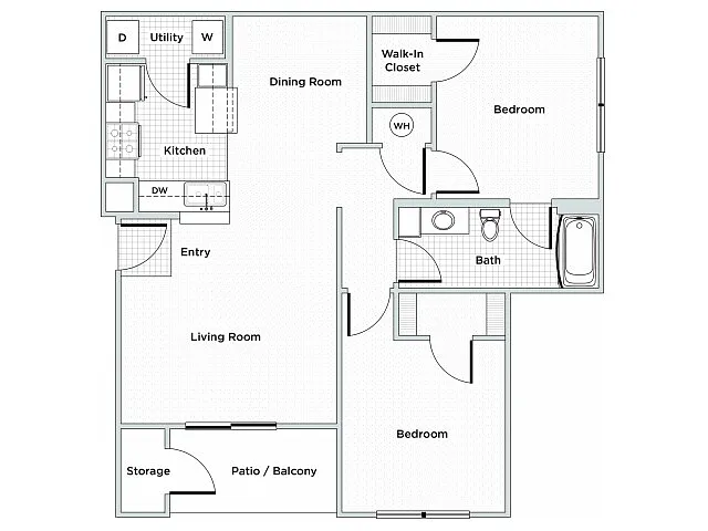 Floor plan 1BR/ 1BA with Den