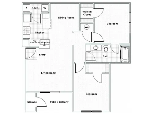 Floor plan 1BR/ 1BA with Den
