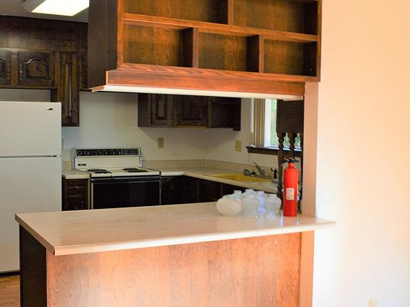 View of kitchen from dining room