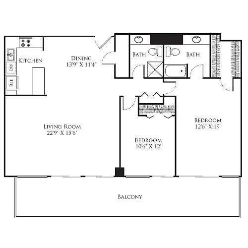 Floor plan 2 Bedroom - Tower
