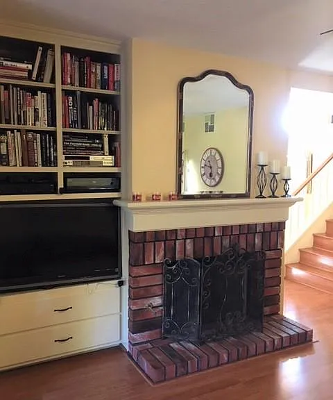 Gas Fireplace and TV in Family Room