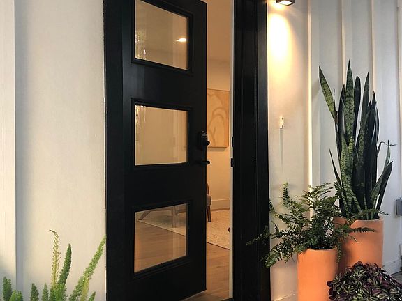 Private entrance with keyless entry.