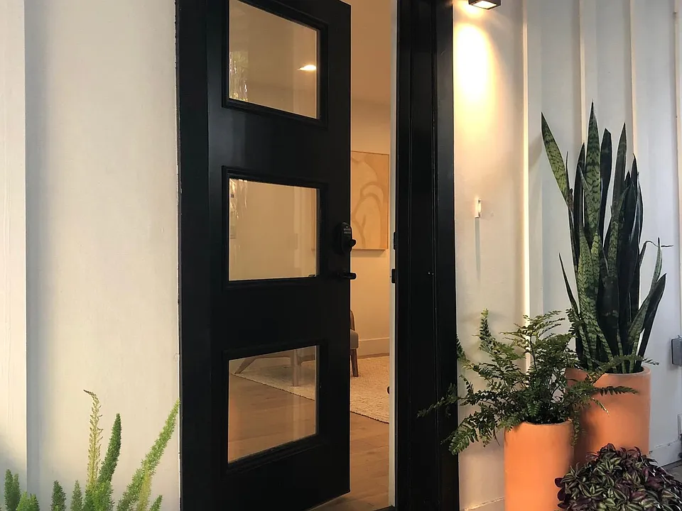 Private entrance with keyless entry.